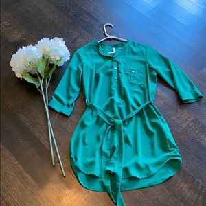 Green Silk Feel Tunic Top